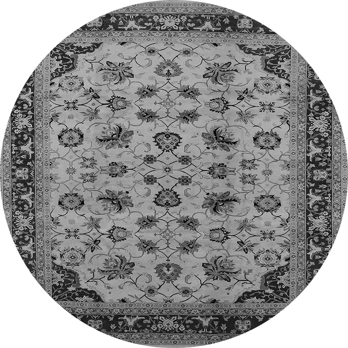 Round Machine Washable Oriental Gray Traditional Rug, wshurb1065gry