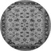 Round Machine Washable Oriental Gray Traditional Rug, wshurb1065gry