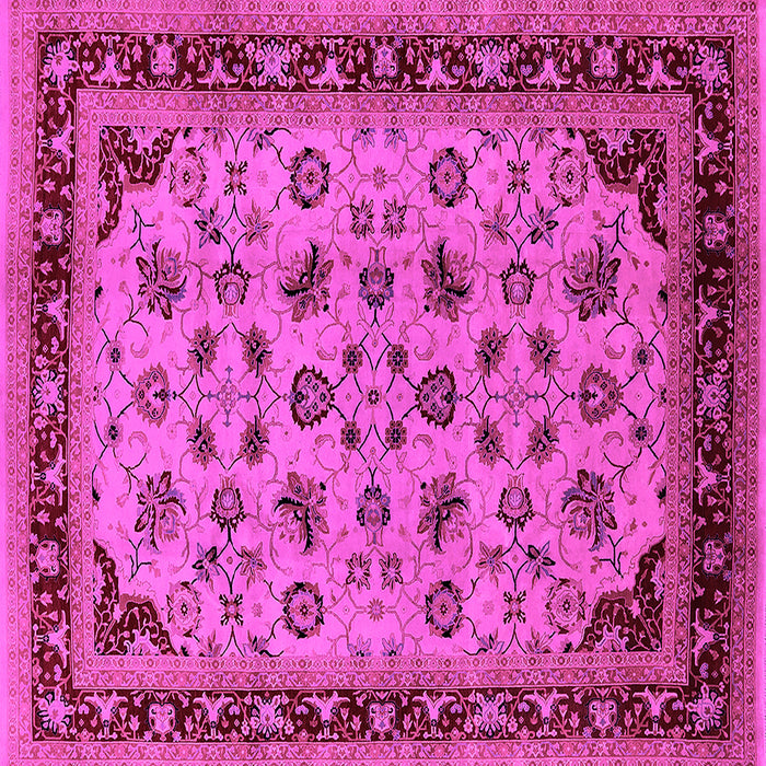 Square Machine Washable Oriental Pink Traditional Rug, wshurb1065pnk