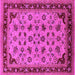 Square Machine Washable Oriental Pink Traditional Rug, wshurb1065pnk