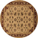 Round Oriental Brown Traditional Rug, urb1065brn