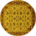 Round Oriental Yellow Traditional Rug, urb1065yw