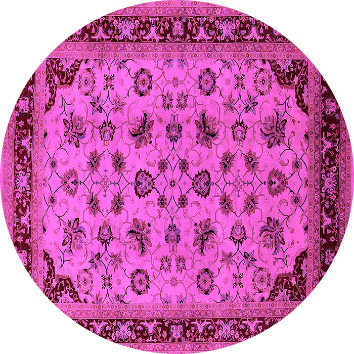 Round Machine Washable Oriental Pink Traditional Rug, wshurb1065pnk