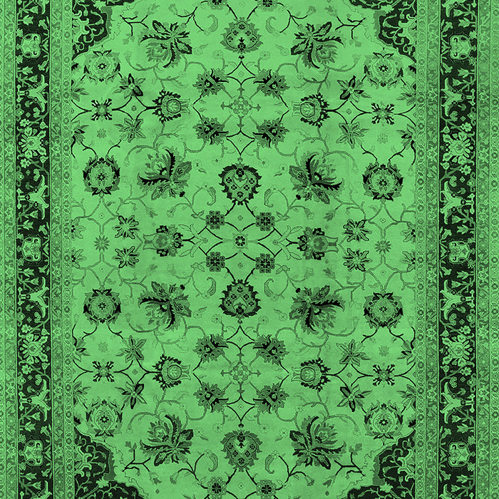 Machine Washable Oriental Emerald Green Traditional Area Rugs, wshurb1065emgrn