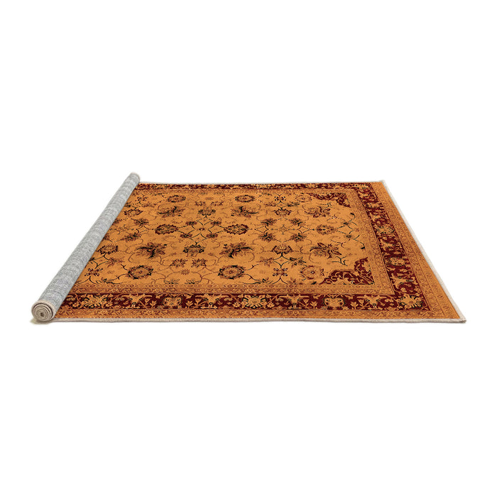 Sideview of Machine Washable Oriental Orange Traditional Area Rugs, wshurb1065org