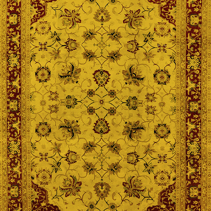 Machine Washable Oriental Yellow Traditional Rug, wshurb1065yw