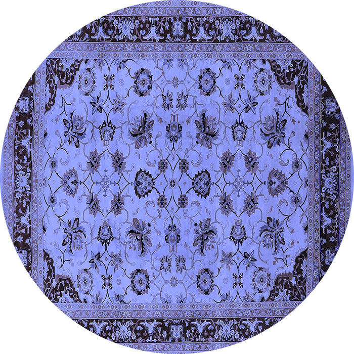 Round Oriental Blue Traditional Rug, urb1065blu