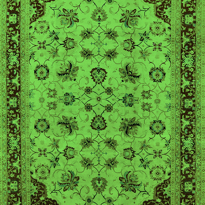 Machine Washable Oriental Green Traditional Area Rugs, wshurb1065grn