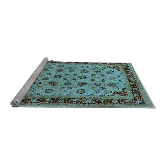 Sideview of Machine Washable Oriental Light Blue Traditional Rug, wshurb1065lblu