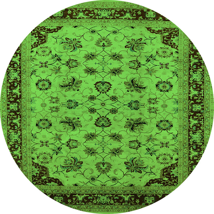 Round Oriental Green Traditional Rug, urb1065grn