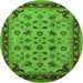 Round Oriental Green Traditional Rug, urb1065grn