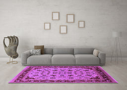 Machine Washable Oriental Purple Traditional Area Rugs in a Living Room, wshurb1065pur