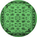 Round Oriental Emerald Green Traditional Rug, urb1065emgrn