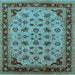 Square Oriental Light Blue Traditional Rug, urb1065lblu