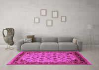 Machine Washable Oriental Pink Traditional Rug, wshurb1065pnk