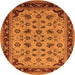 Round Oriental Orange Traditional Rug, urb1065org