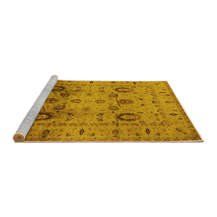 Sideview of Machine Washable Oriental Yellow Traditional Rug, wshurb1066yw