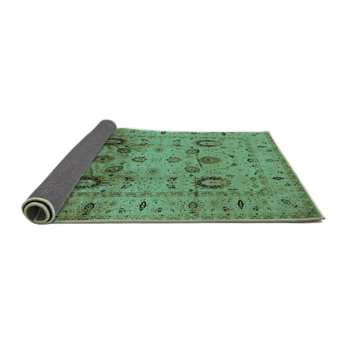Sideview of Oriental Turquoise Traditional Rug, urb1066turq