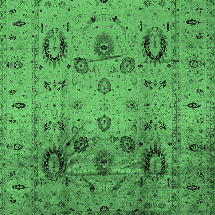 Machine Washable Oriental Emerald Green Traditional Area Rugs, wshurb1066emgrn