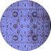 Round Oriental Blue Traditional Rug, urb1066blu