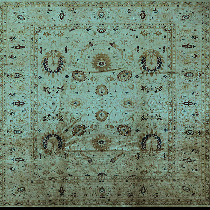 Square Machine Washable Oriental Light Blue Traditional Rug, wshurb1066lblu