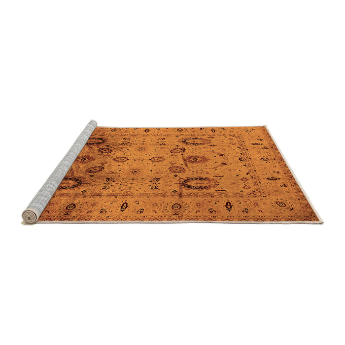 Sideview of Machine Washable Oriental Orange Traditional Area Rugs, wshurb1066org