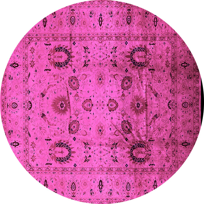 Round Oriental Pink Traditional Rug, urb1066pnk