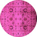 Round Oriental Pink Traditional Rug, urb1066pnk