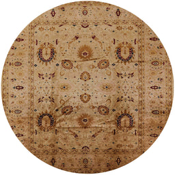 Round Machine Washable Industrial Modern Gold Rug, wshurb1066