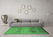 Machine Washable Oriental Emerald Green Traditional Area Rugs in a Living Room,, wshurb1066emgrn