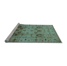 Sideview of Machine Washable Oriental Light Blue Traditional Rug, wshurb1066lblu
