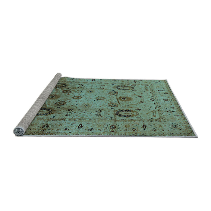 Sideview of Machine Washable Oriental Light Blue Traditional Rug, wshurb1066lblu