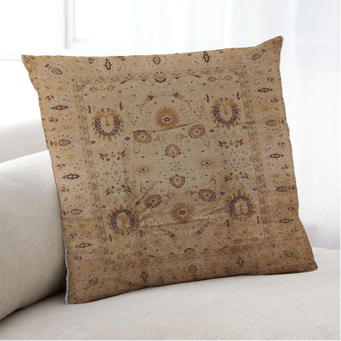 Lifestyle Image of Mid-Century Modern Urban Square Golden Gold Throw Pillow, 18 inch by 18 inch, pwurb1066