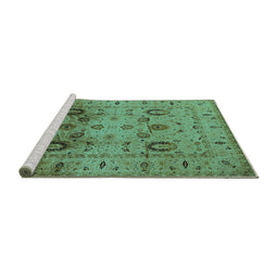 Sideview of Machine Washable Oriental Turquoise Traditional Area Rugs, wshurb1066turq