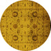 Round Oriental Yellow Traditional Rug, urb1066yw