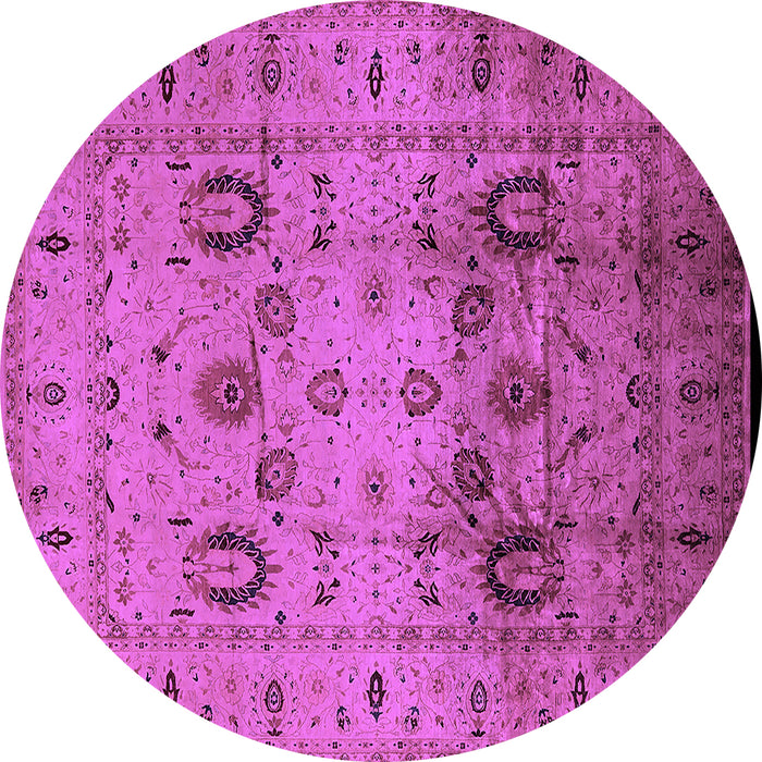 Round Machine Washable Oriental Purple Traditional Area Rugs, wshurb1066pur