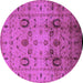 Round Machine Washable Oriental Purple Traditional Area Rugs, wshurb1066pur