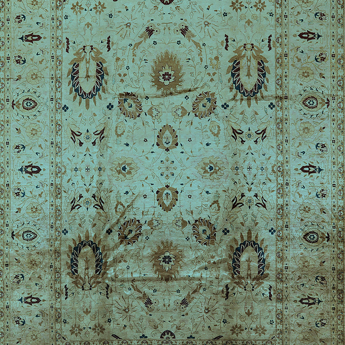 Machine Washable Oriental Light Blue Traditional Rug, wshurb1066lblu