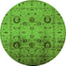 Round Oriental Green Traditional Rug, urb1066grn