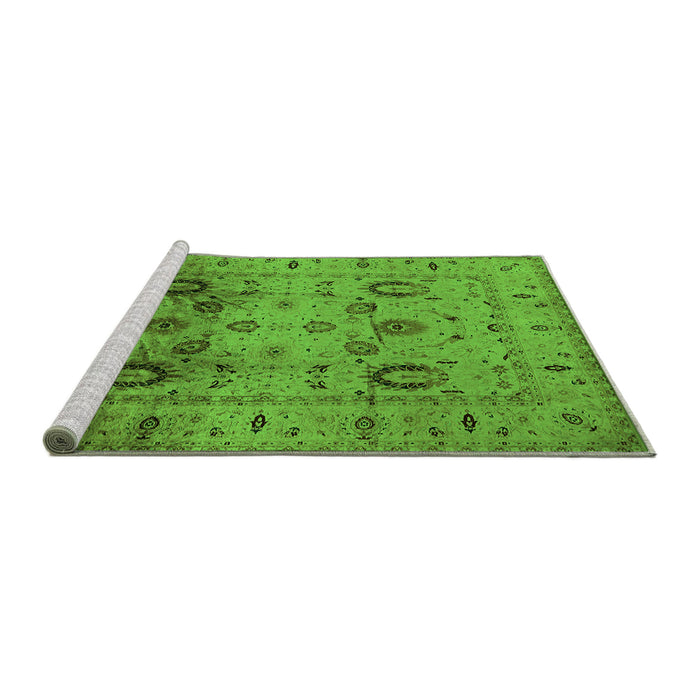 Sideview of Machine Washable Oriental Green Traditional Area Rugs, wshurb1066grn