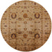 Round Mid-Century Modern Gold Oriental Rug, urb1066