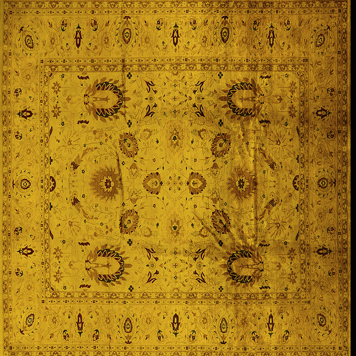 Square Oriental Yellow Traditional Rug, urb1066yw