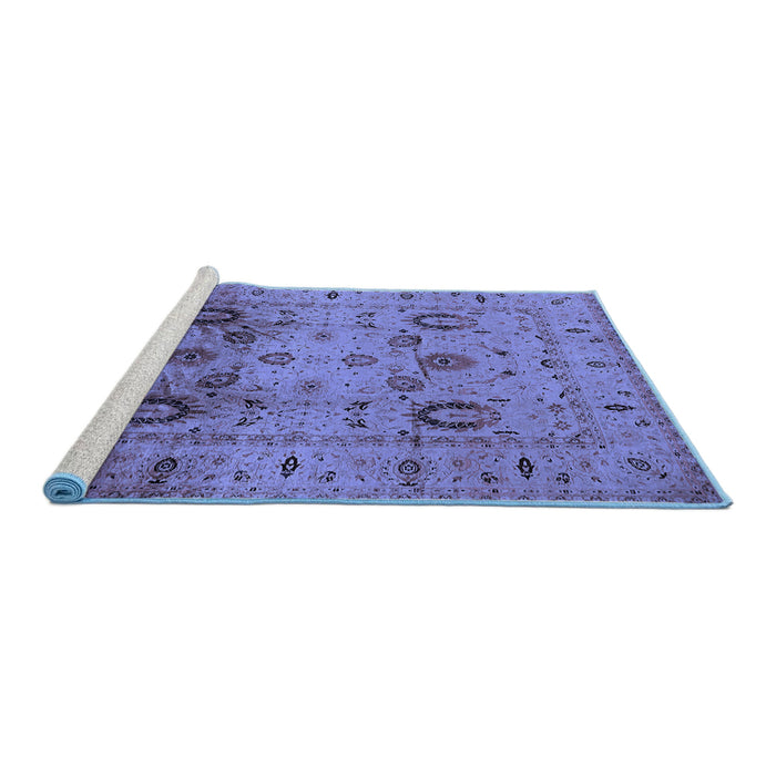Sideview of Machine Washable Oriental Blue Traditional Rug, wshurb1066blu