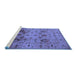 Sideview of Machine Washable Oriental Blue Traditional Rug, wshurb1066blu