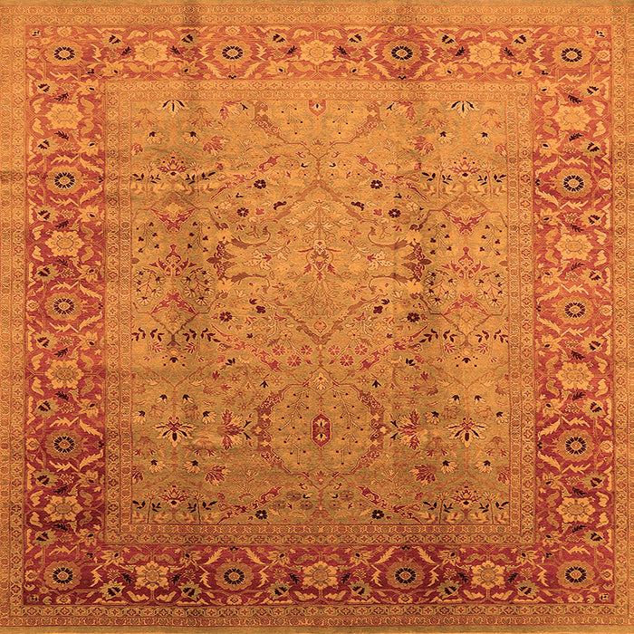Square Oriental Orange Traditional Rug, urb1067org
