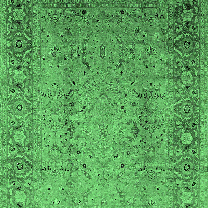Machine Washable Oriental Emerald Green Traditional Area Rugs, wshurb1067emgrn
