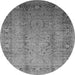 Round Machine Washable Oriental Gray Traditional Rug, wshurb1067gry