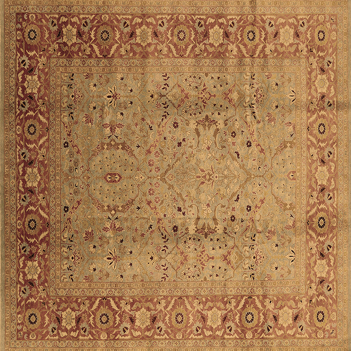 Square Machine Washable Oriental Brown Traditional Rug, wshurb1067brn