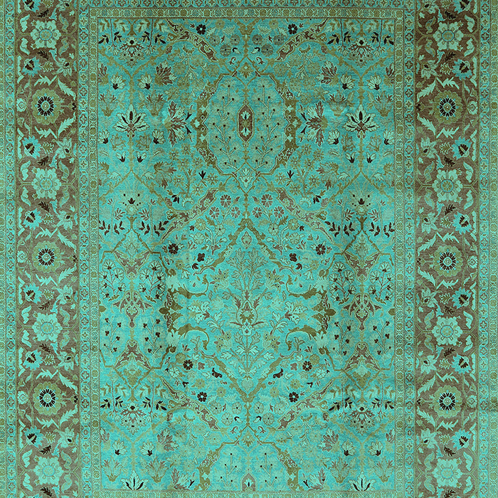 Machine Washable Oriental Turquoise Traditional Area Rugs, wshurb1067turq