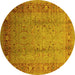 Round Oriental Yellow Traditional Rug, urb1067yw